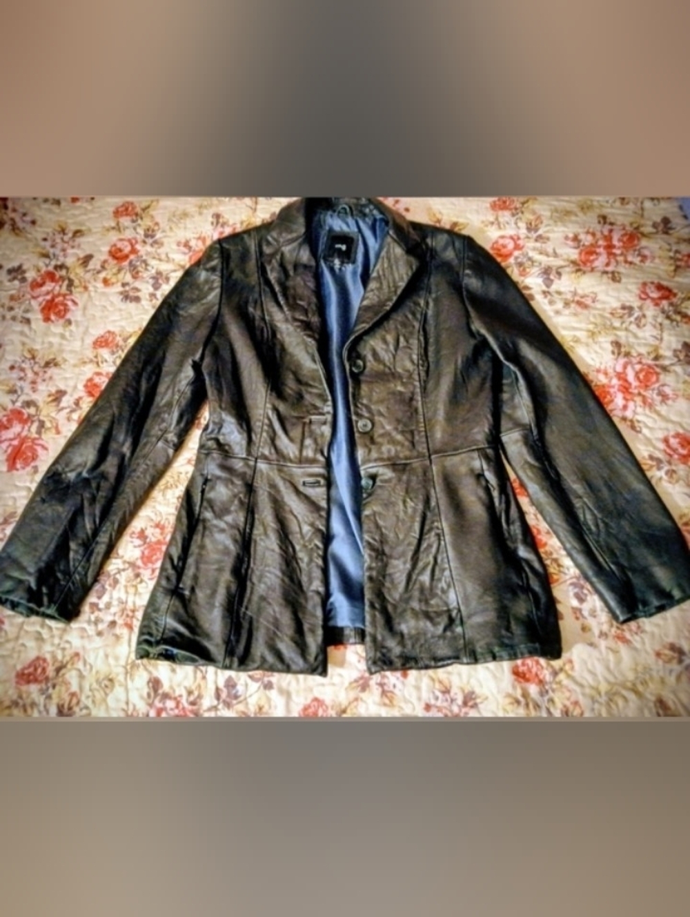 VTG Retro Classic Black Relaxed Leather Blazer Jacket - Women